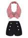 Blau 1950er Retro Halter Streifen Bikini Set