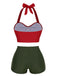 Rot Halfter Bikini-Set Mit Schleife