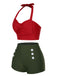 Rot Halfter Bikini-Set Mit Schleife
