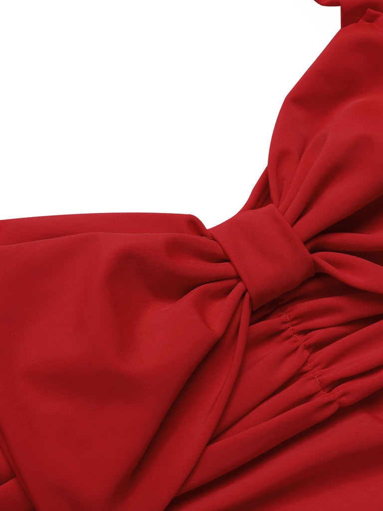 Rot Halfter Bikini-Set Mit Schleife
