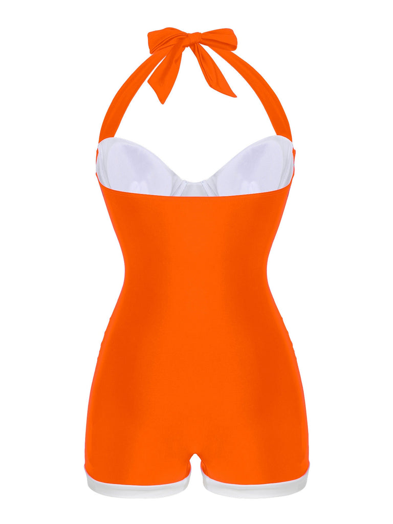 Marineblau 1950er Falten Halter Badeanzug