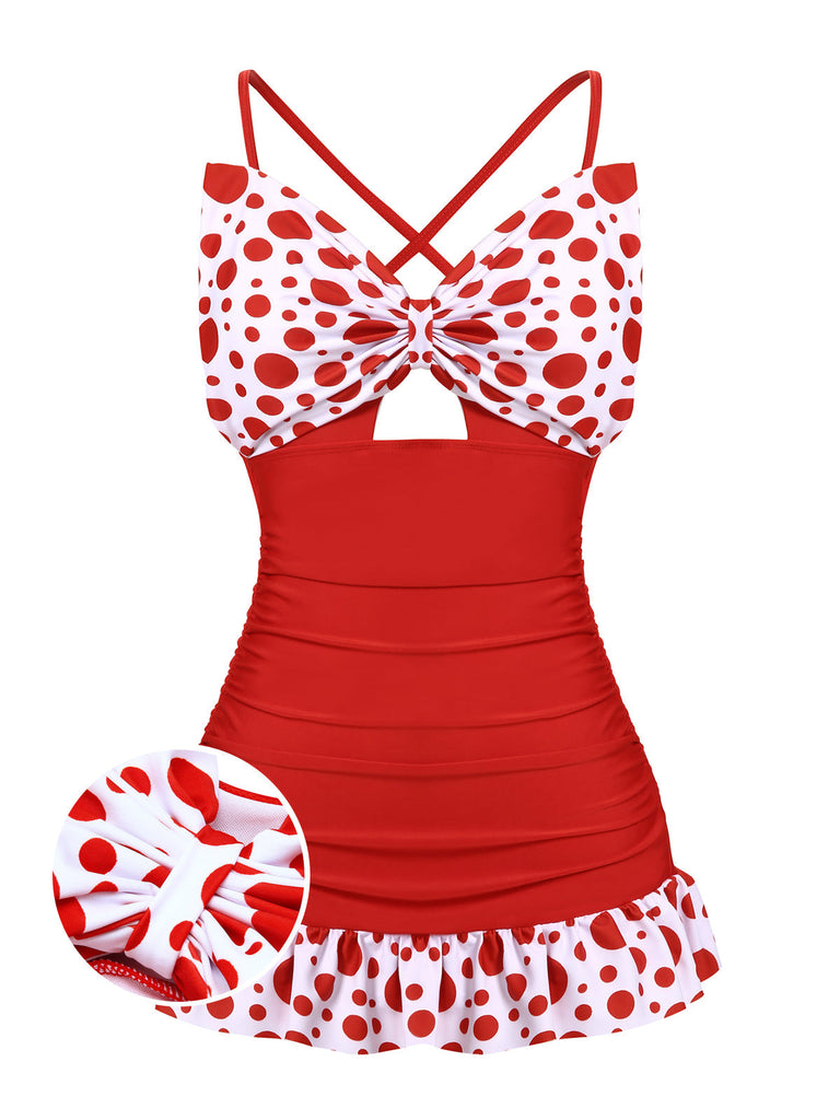 1930er Polka Dot Patchwork Badeanzug