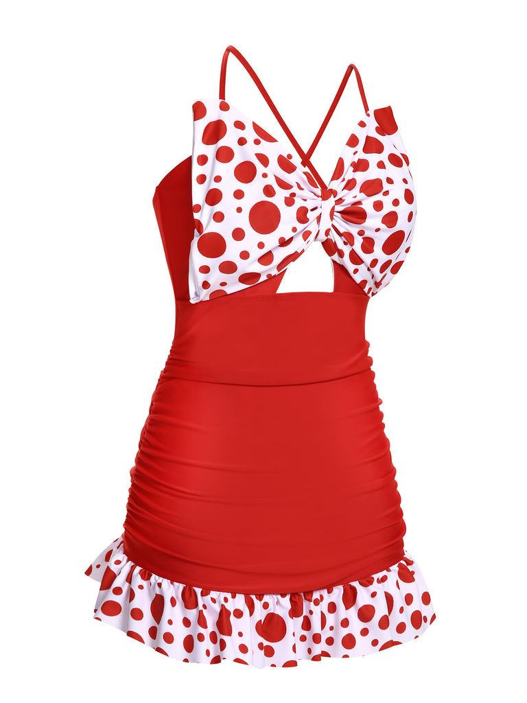 1930er Polka Dot Patchwork Badeanzug