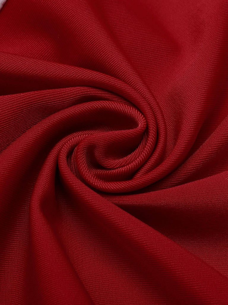 Blau 1940er Halter Patchwork Einteiliger Badeanzug