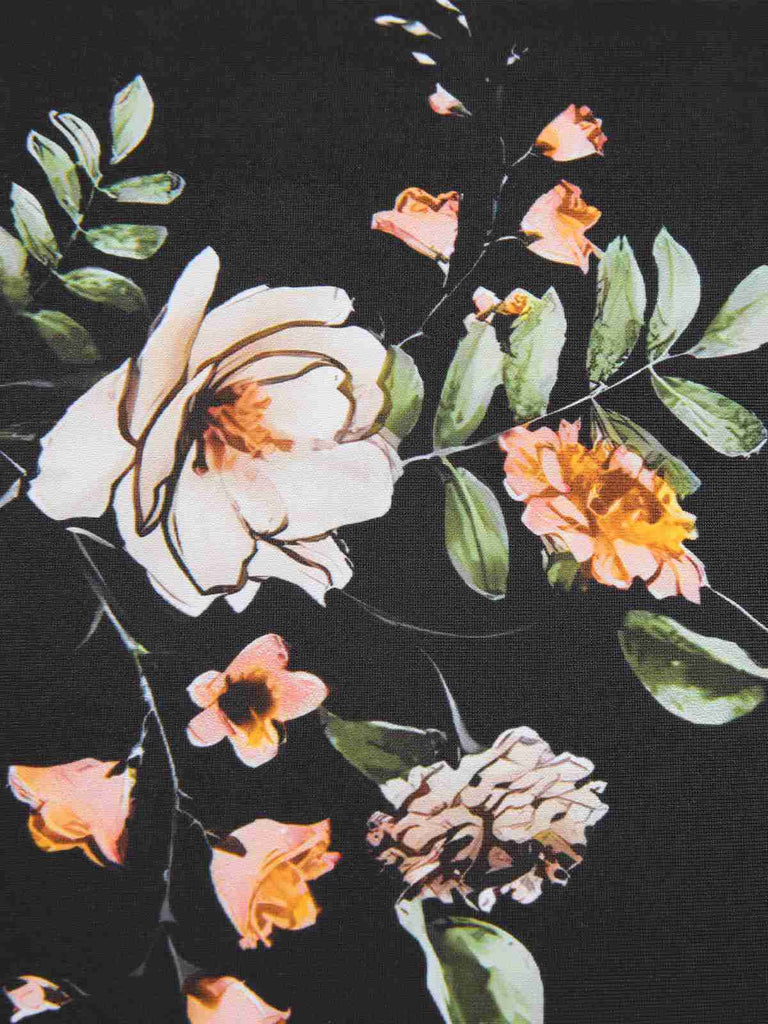 Schwarz & Weiß 1940er Blumen Boxer Träger Badeanzug