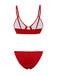 Rotes 60er Glitzer Ring-Bikini Set