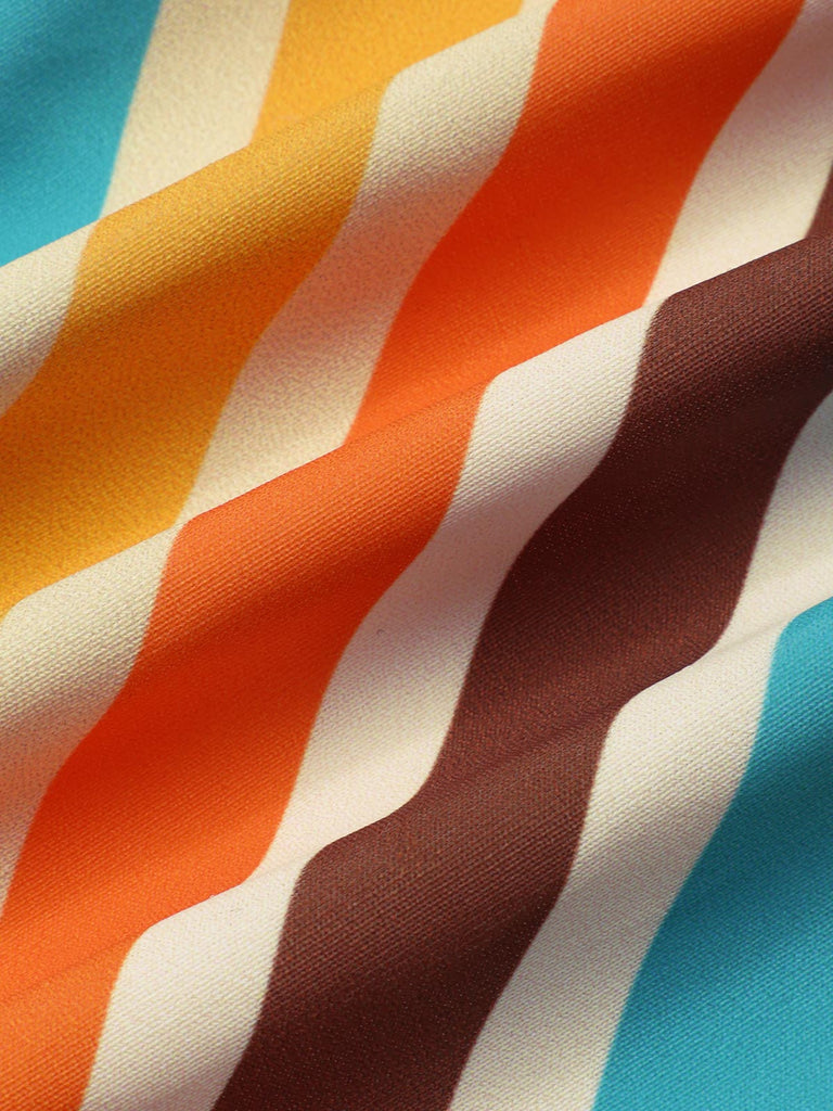 1960er Diagonale Streifen Hohl Einteiliger Badeanzug