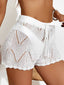 1960er Solide Schnürung Ausgehöhlter Häkeln Shorts