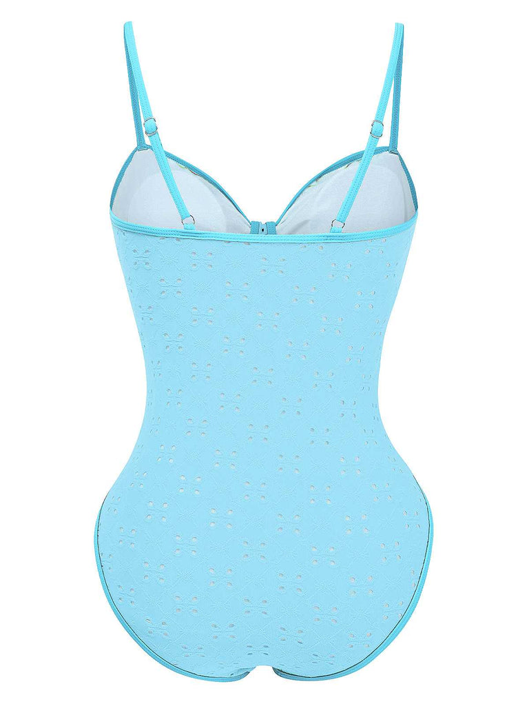 1960er Kontrast Träger Ausgehöhlter Einteiliger Badeanzug