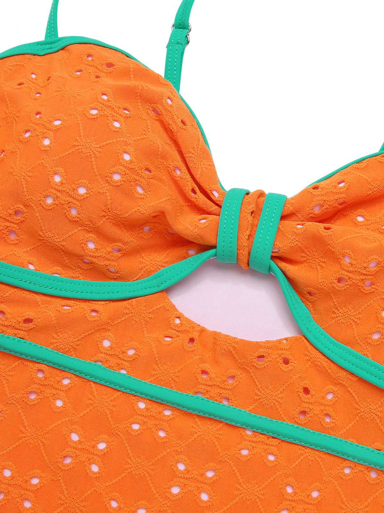 1960er Kontrast Träger Ausgehöhlter Einteiliger Badeanzug