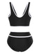 1950er Kontrast Hohe Taille Bikini Set
