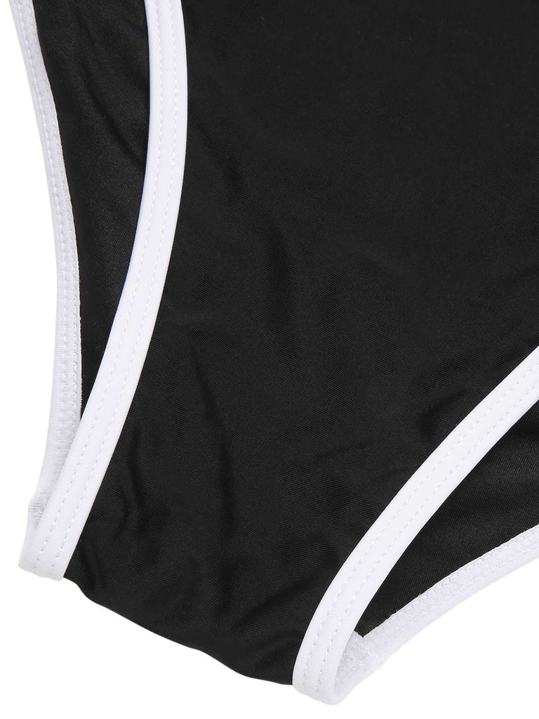 1950er Kontrast Hohe Taille Bikini Set