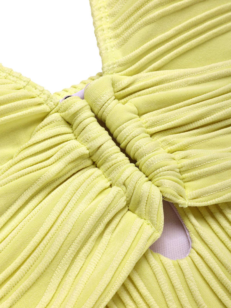 1950er Halter Hohl U-Ring Strukturiert Badeanzug