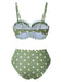 Grün 1940er Blütenblattkante Polka Dots Bikini