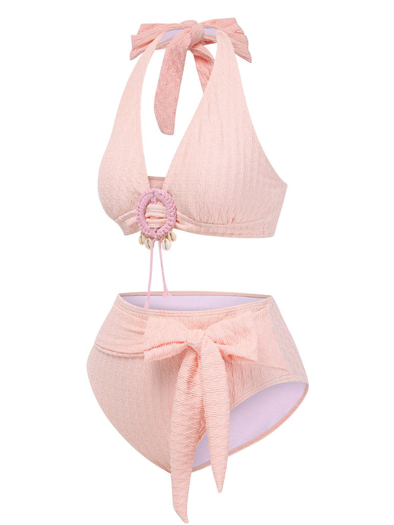 1950er Tief V-Ausschnitt Strukturiert Hülse Halter Badeanzug