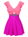 1930er Solide Rüschen Cut-Out Patchwork Swimdress