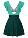 1930er Solide Rüschen Cut-Out Patchwork Swimdress