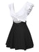 1930er Solide Rüschen Cut-Out Patchwork Swimdress