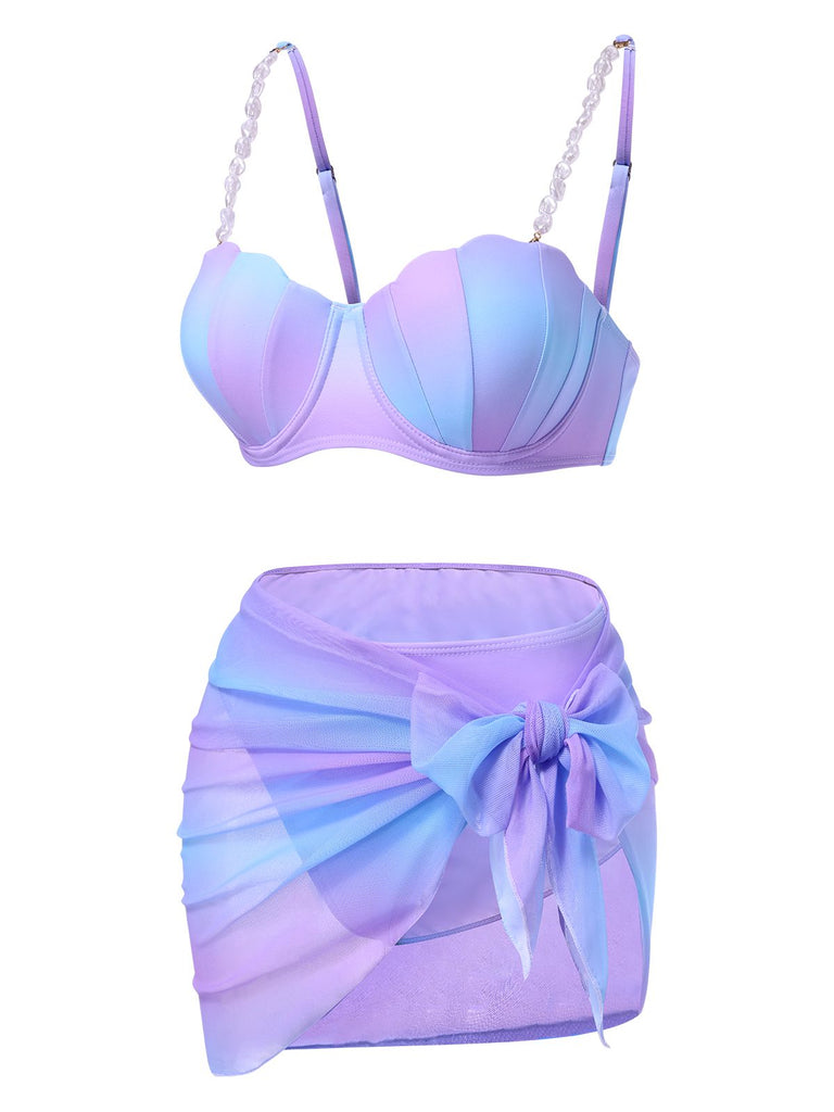 1960er Perle-Träger Muschel Ombre Bikini Set