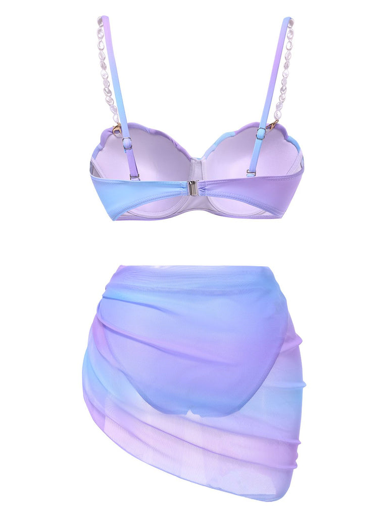 1960er Perle-Träger Muschel Ombre Bikini Set