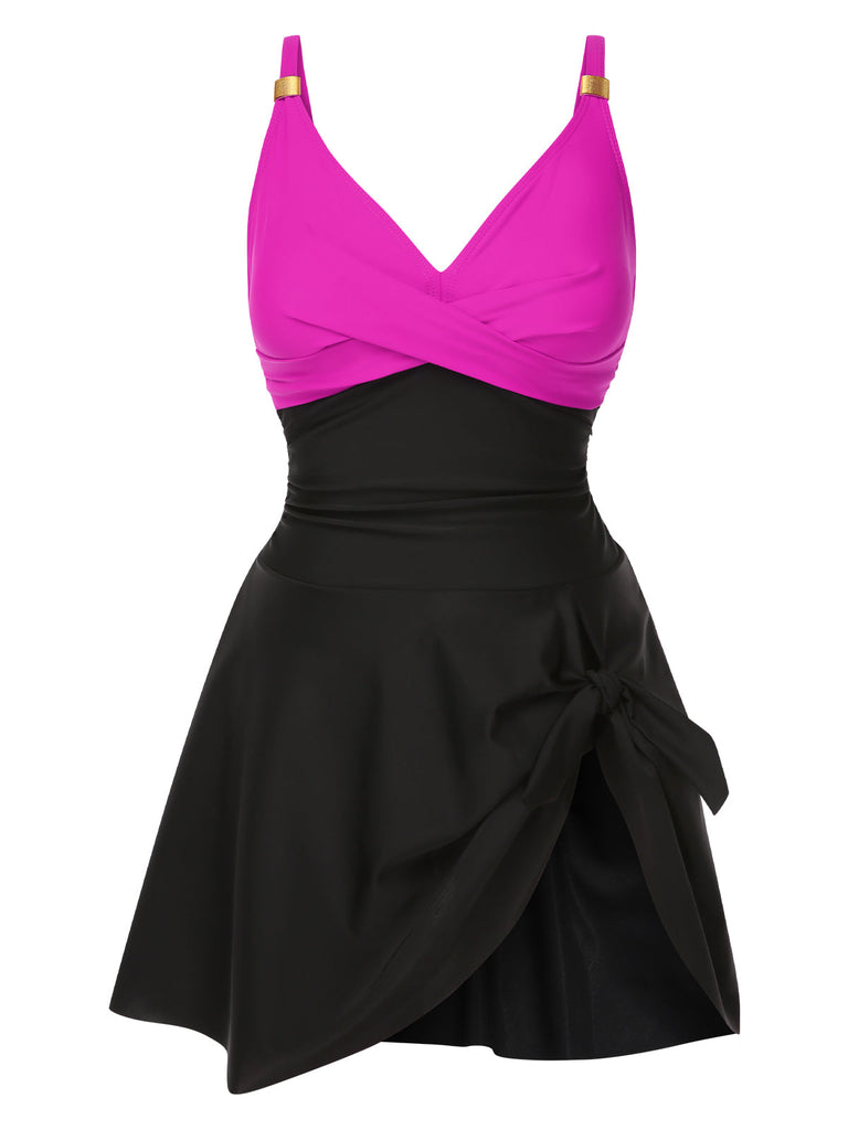 1940er Rüschen Patchwork Twist Badekleid