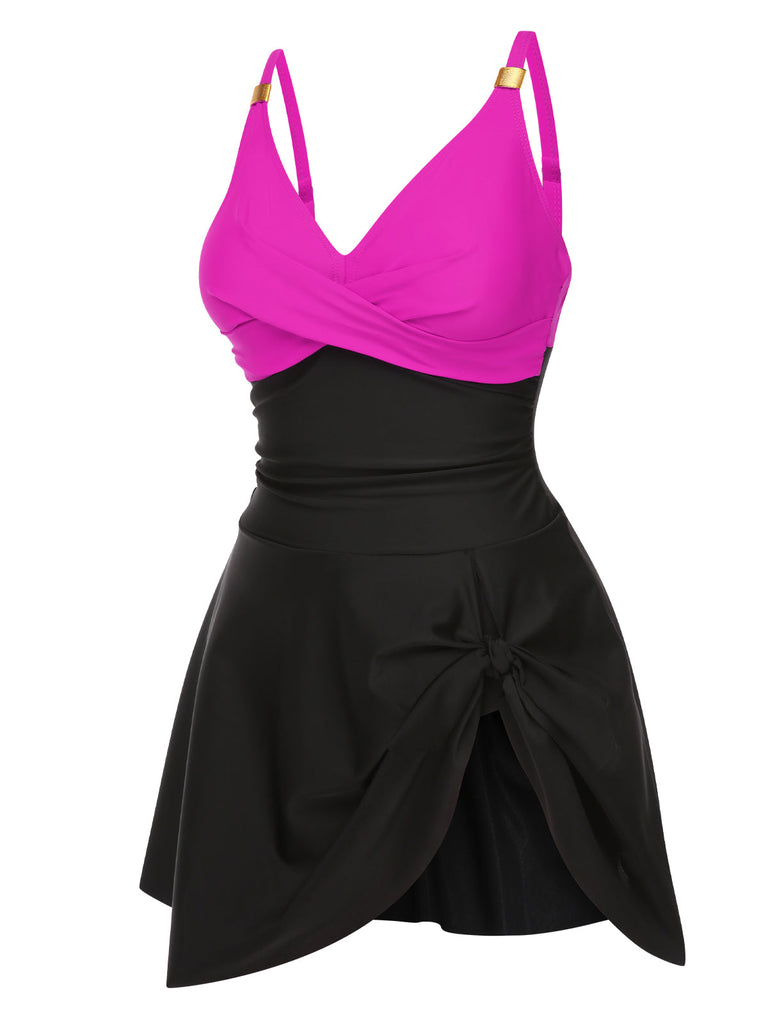 1940er Rüschen Patchwork Twist Badekleid