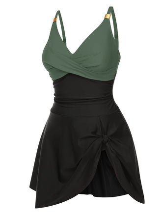 1940er Rüschen Patchwork Twist Badekleid