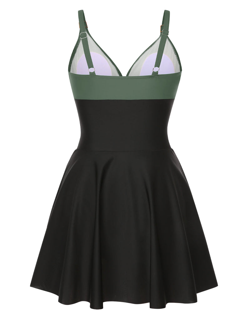 1940er Rüschen Patchwork Twist Badekleid