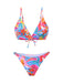 Multicolor 1960er Obst Aquarell Träger Bikini Set