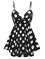 Schwarz 1950er Polka Dots Spaghetti Träger Badekleid