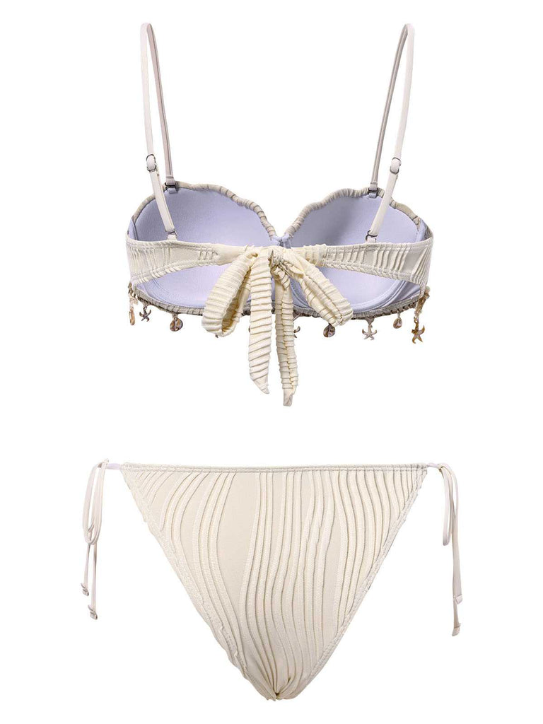 1950er Spaghetti Träger Strand Muschel Seestern Bikini