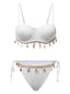 Weißes 50er Bikini-Set mit Muscheln und Seestern
