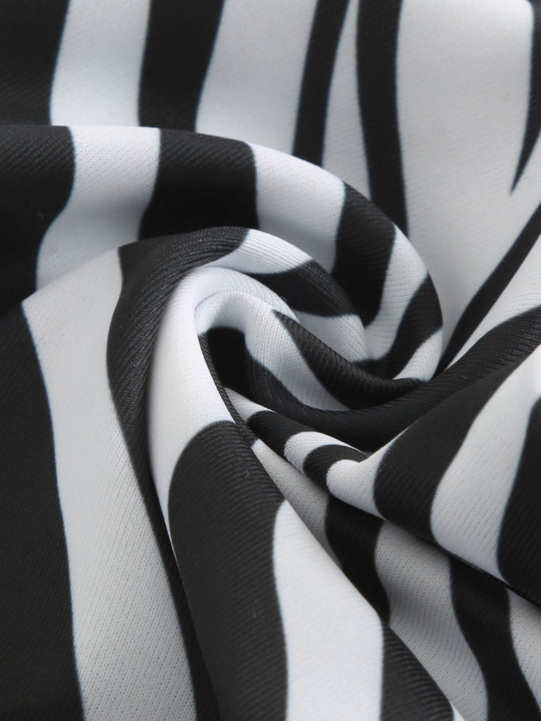 Schwarz & Weiß 1950er Zebra Streifen Seestern Bikini Set