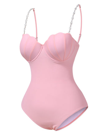 1950er Hülse Perle Träger Einteiliger Badeanzug