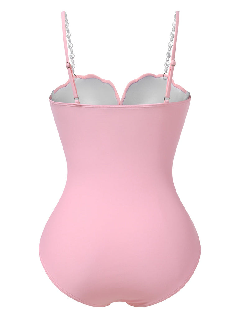 1950er Hülse Perle Träger Einteiliger Badeanzug