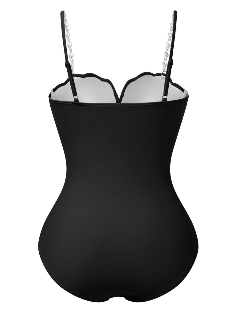 1950er Hülse Perle Träger Einteiliger Badeanzug