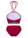Rot 1970er Prinzessin-Stil Sicken Halfter Bikini Set