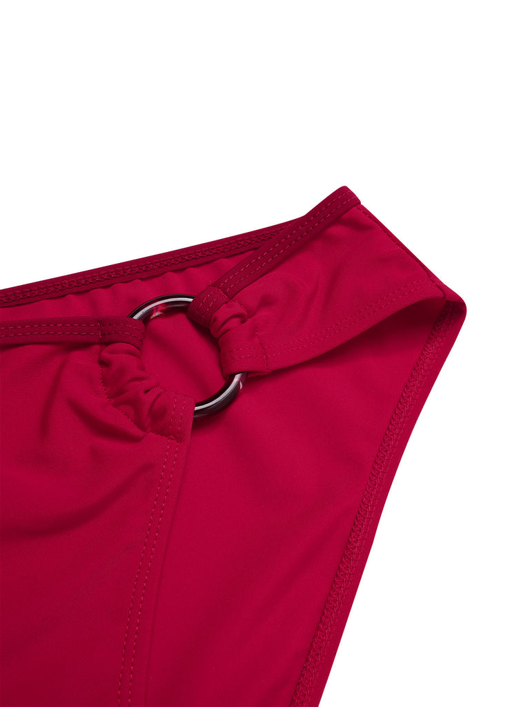 Rot 1970er Prinzessin-Stil Sicken Halfter Bikini Set