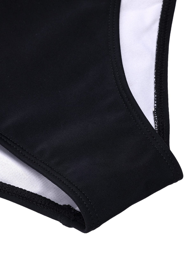 Rosa 1960er Wassermelone Tief-V Halter Badeanzug