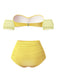 Gelb 1970er Belle Princess Stil Rose Puff Bikini Set