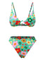 Grün 1950er Karikatur Blumen Bikini Set