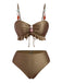 1950er Strukturiert Stoff Farbig Steine Bikini Set