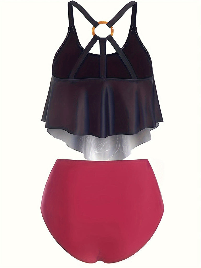 1980er Gotisch Dinosaurier Rückenkreuz Rüschen Badeanzug