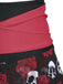 Schwarzer & Rosa 80er Gothic Bikini Set mit Totenkopf und Rose