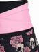 Schwarzer & Rosa 80er Gothic Bikini Set mit Totenkopf und Rose