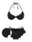 Schwarz 1980er Solide Gothic Fledermausflügel Bikini Set