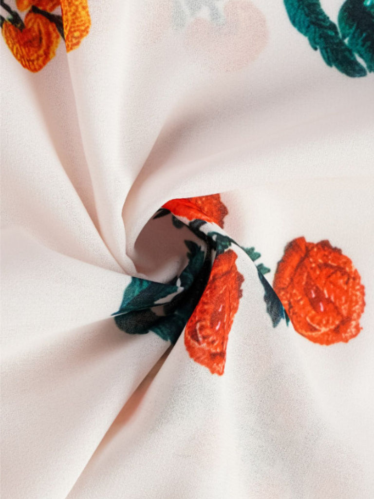 Beige 1960er Pflanzen & Blumen Cover-Up