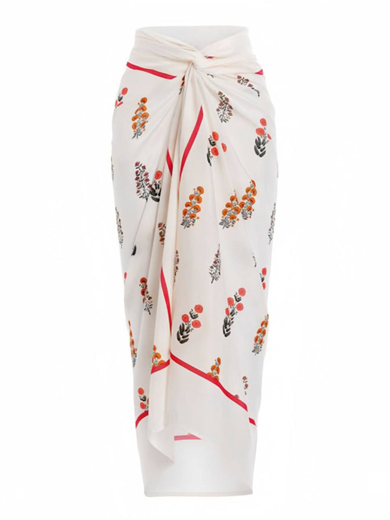 2PCS Weiß 1960er 3D-Blumen Spaghetti Träger Badeanzug & Cover-Up