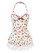 [Vorverkauf] 1950er Halter Erdbeere Spitze Bogen Badekleid