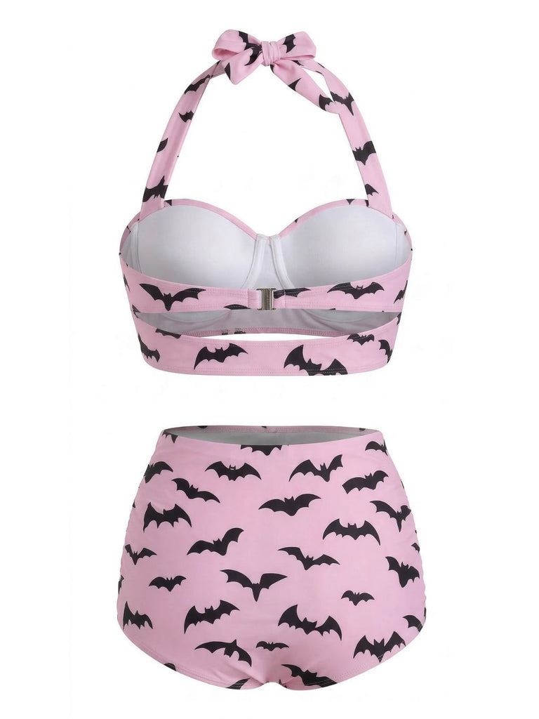 [Vorverkauf] Grüner 50er Bikini-Set mit Neckholder und Schnürung